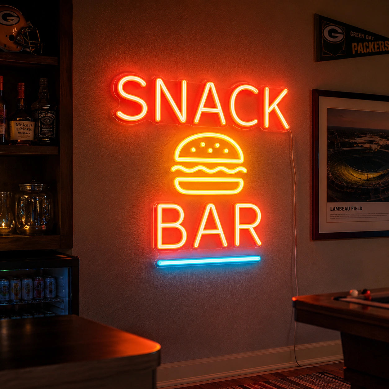 Snack Bar Burger Neon Sign LED Neon Sign real lifestyle scene