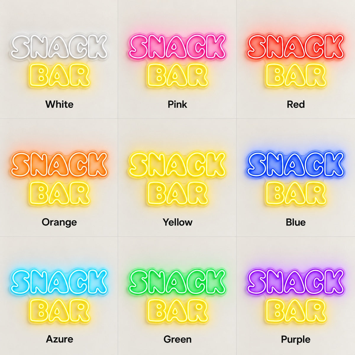 Snack Bar LED Neon Sign - nine-color grid