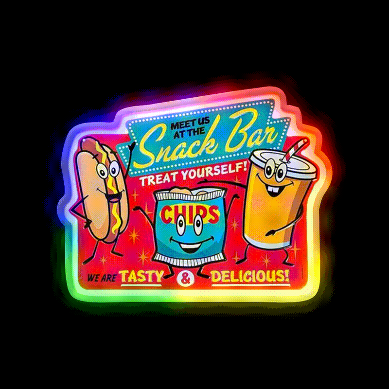 Snack Bar Snack Food Led Neon Sign Rgb Color - LED neon sign close-up detail