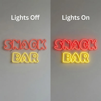 Snack Bar Wall Decor LED Neon Sign - 06 Day Night Comparison