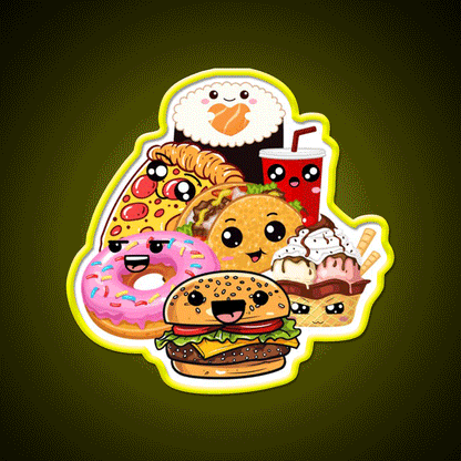 Snack Buddies Snack Food Led Neon Sign Rgb Color - Custom LED neon sign front view