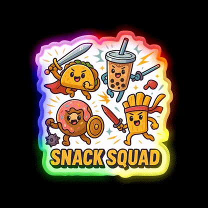 Snack Squad Snack Food Led Neon Sign Rgb Color - LED neon sign close-up detail