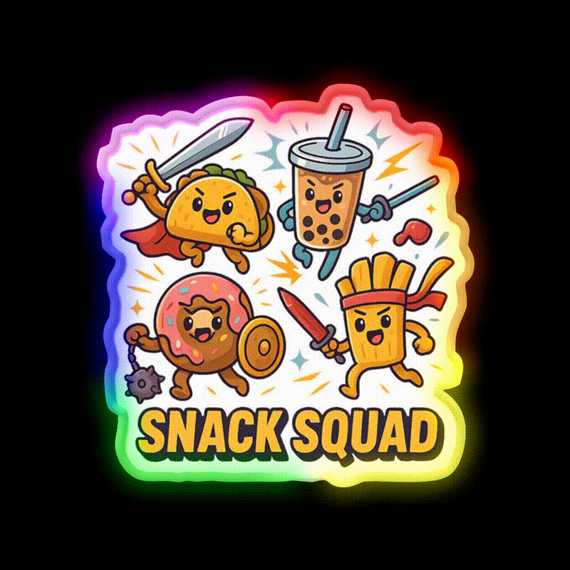 Snack Squad Snack Food Led Neon Sign Rgb Color - LED neon sign close-up detail
