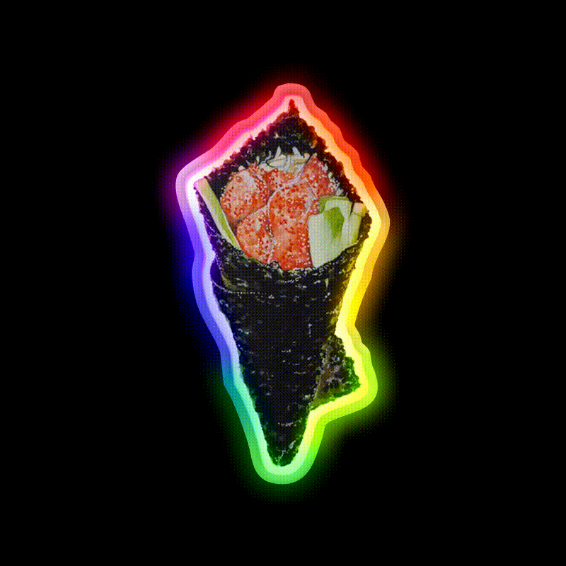 Snack Time Japanese Temaki Snack Food Led Neon Sign Rgb Color - LED neon sign close-up detail