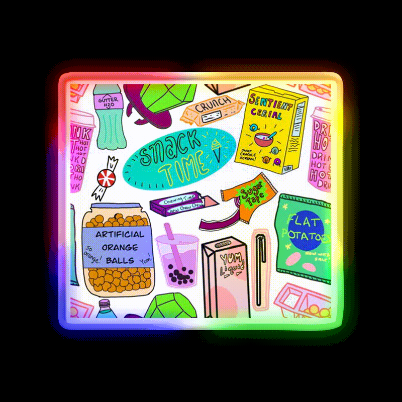 Snack Time Snack Food Led Neon Sign For Snack Room Rgb Color - LED neon sign close-up detail