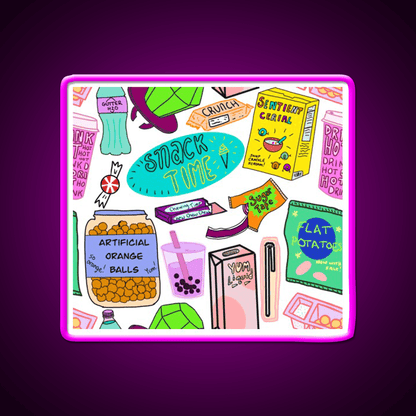Snack Time Snack Food Led Neon Sign For Snack Room Rgb Color - Shineneon