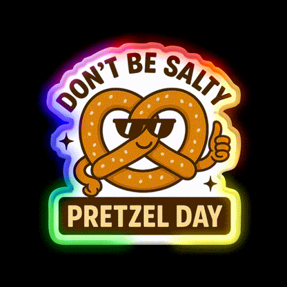 Snackin Twisted Pretzel Day Vibes Snack Food Led Neon Sign Rgb Color - LED neon sign close-up detail