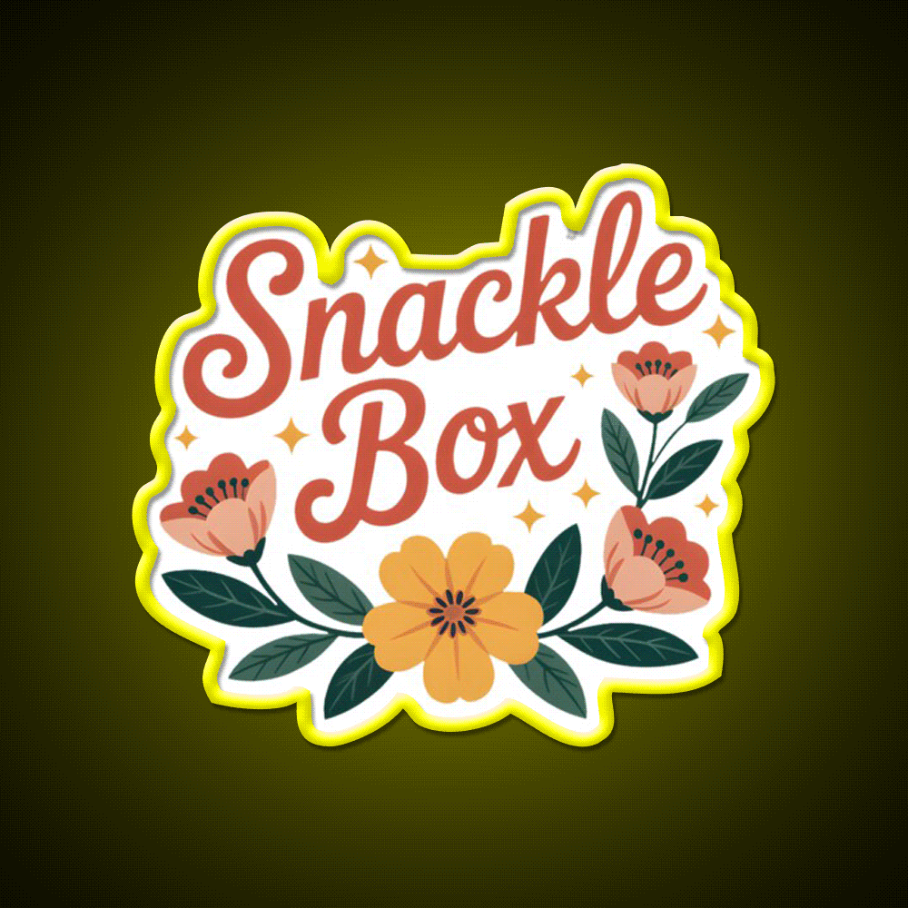 Snackle Box Floral Funny Lunch Label Snack Food Led Neon Sign Rgb Color