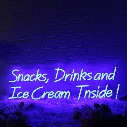 Snacks Drinks And Ice Cream Inside Blue Led Neon Sign - Shineneon