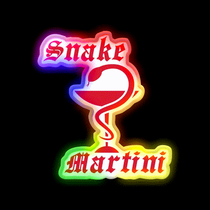 Snake Martini Gothic Venom Cocktail Man Cave Bar Led Neon Sign Rgb Color
