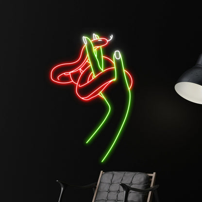 Snake Wrapping Around Hand Led Neon Sign | Shineneon