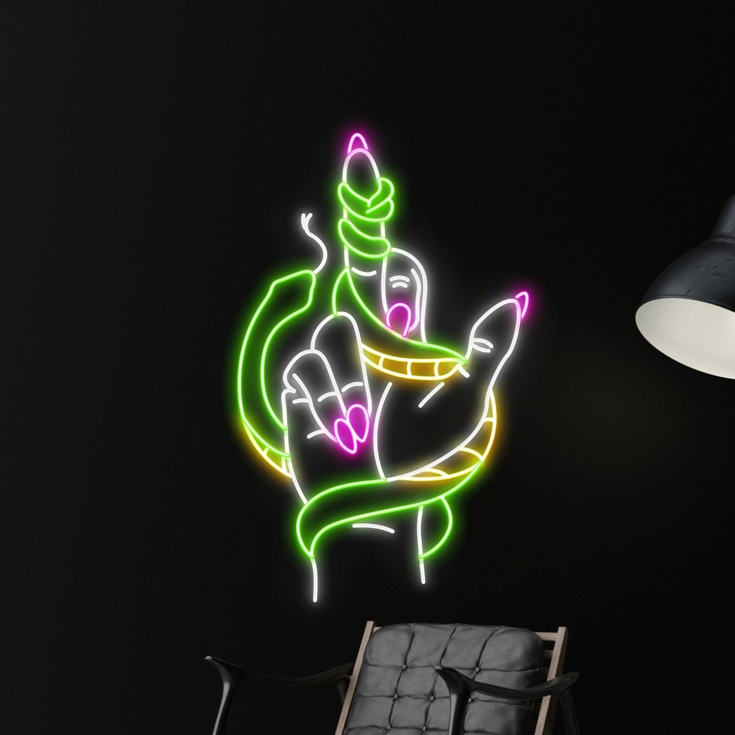 Snake Wrapping Around Hand Led Neon Sign Custom Snake Neon | Shineneon