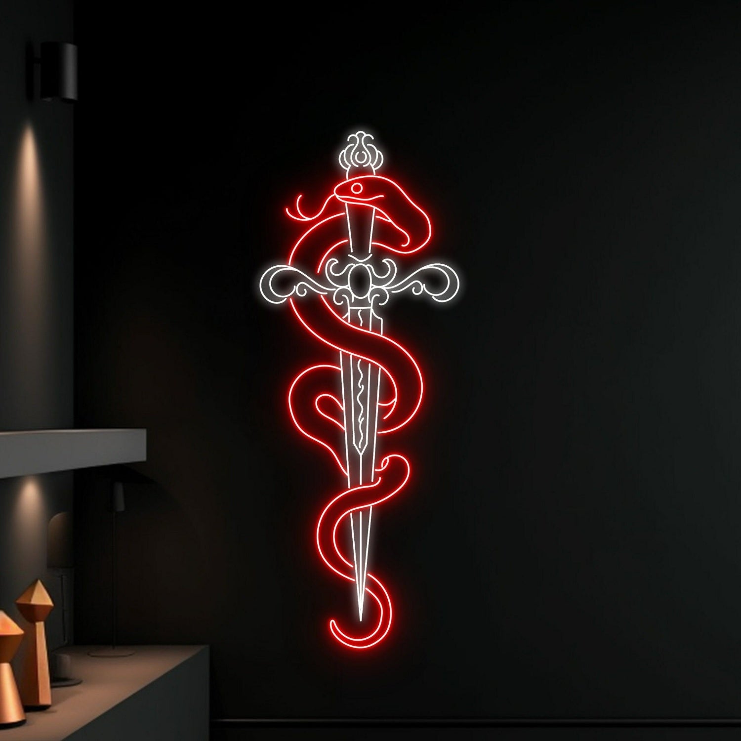 Snake Wrapping Around Sword Led Neon Sign | Shineneon