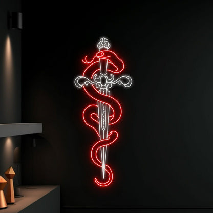 Snake Wrapping Around Sword Led Neon Sign | Shineneon