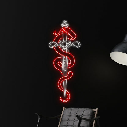 Snake Wrapping Around Sword Led Neon Sign | Shineneon