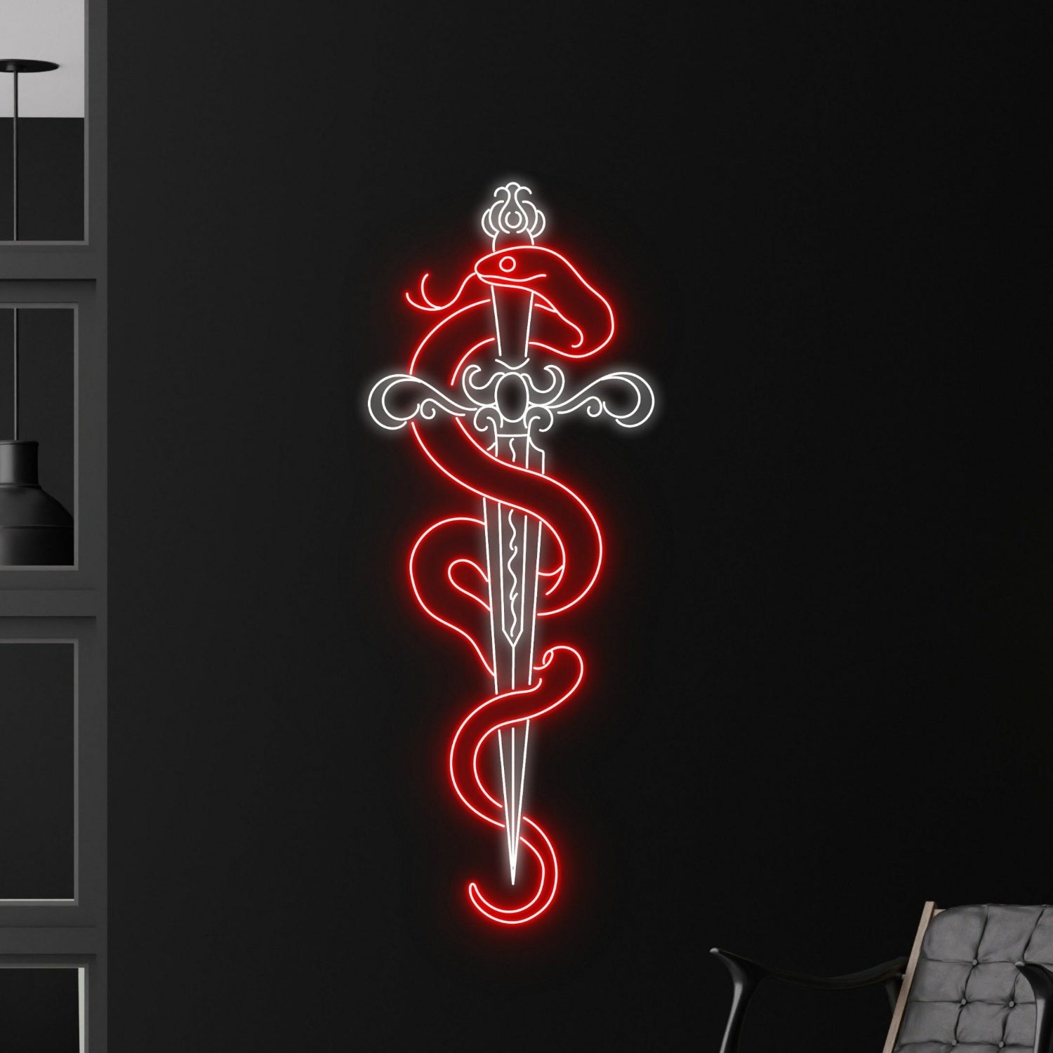 Snake Wrapping Around Sword Led Neon Sign | Shineneon