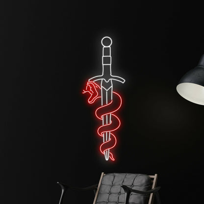 Snake Wrapping Around Sword Led Neon Sign Christmas Decor | Shineneon