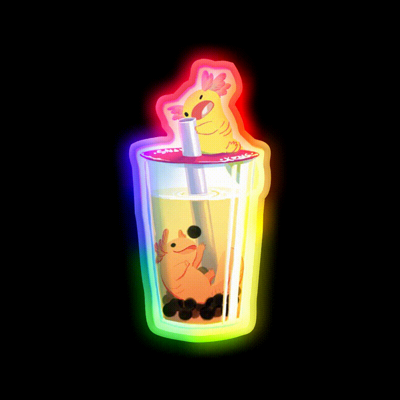 Snaxy Boba Snack Food Led Neon Sign Rgb Color - LED neon sign close-up detail