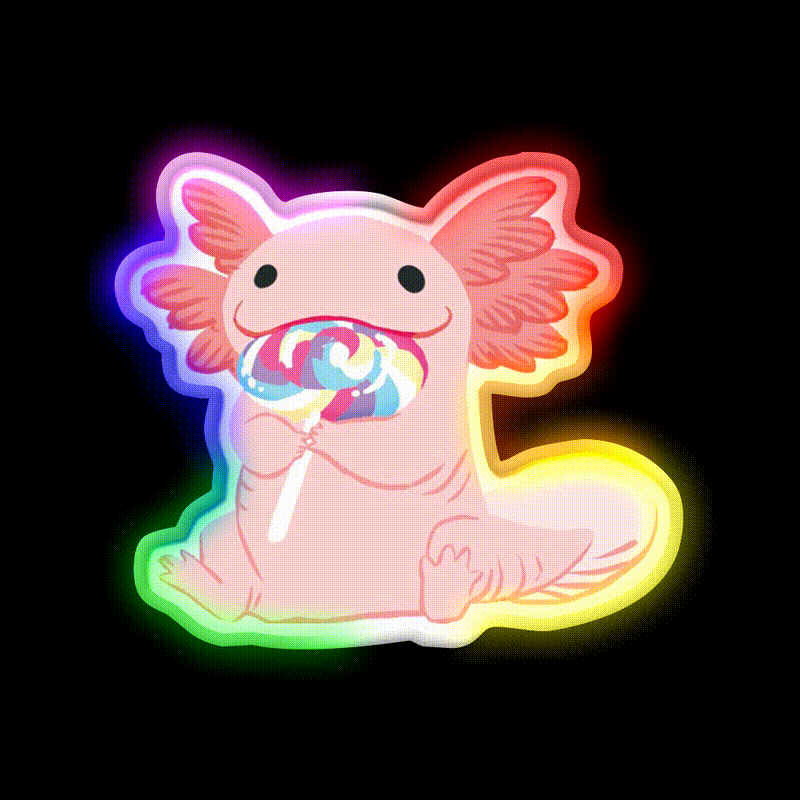 Snaxy Lollipop Snack Food Led Neon Sign Rgb Color - LED neon sign close-up detail