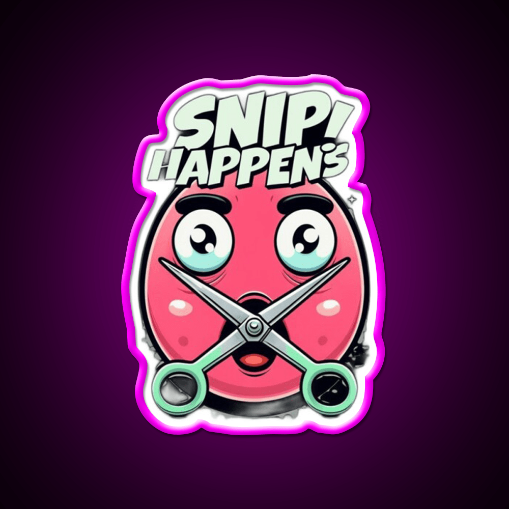 Snip Happens Funny Barber Shop Haircut Led Neon Sign - Shineneon