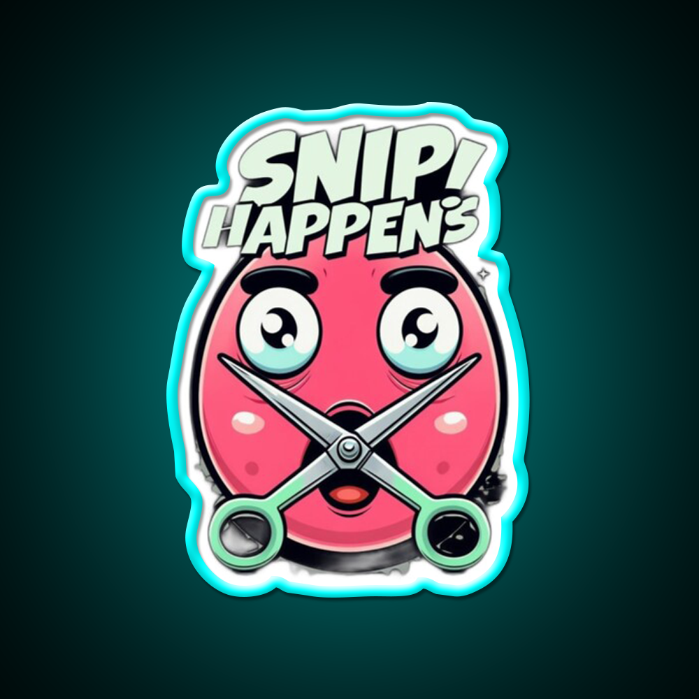 Snip Happens Funny Barber Shop Haircut Led Neon Sign