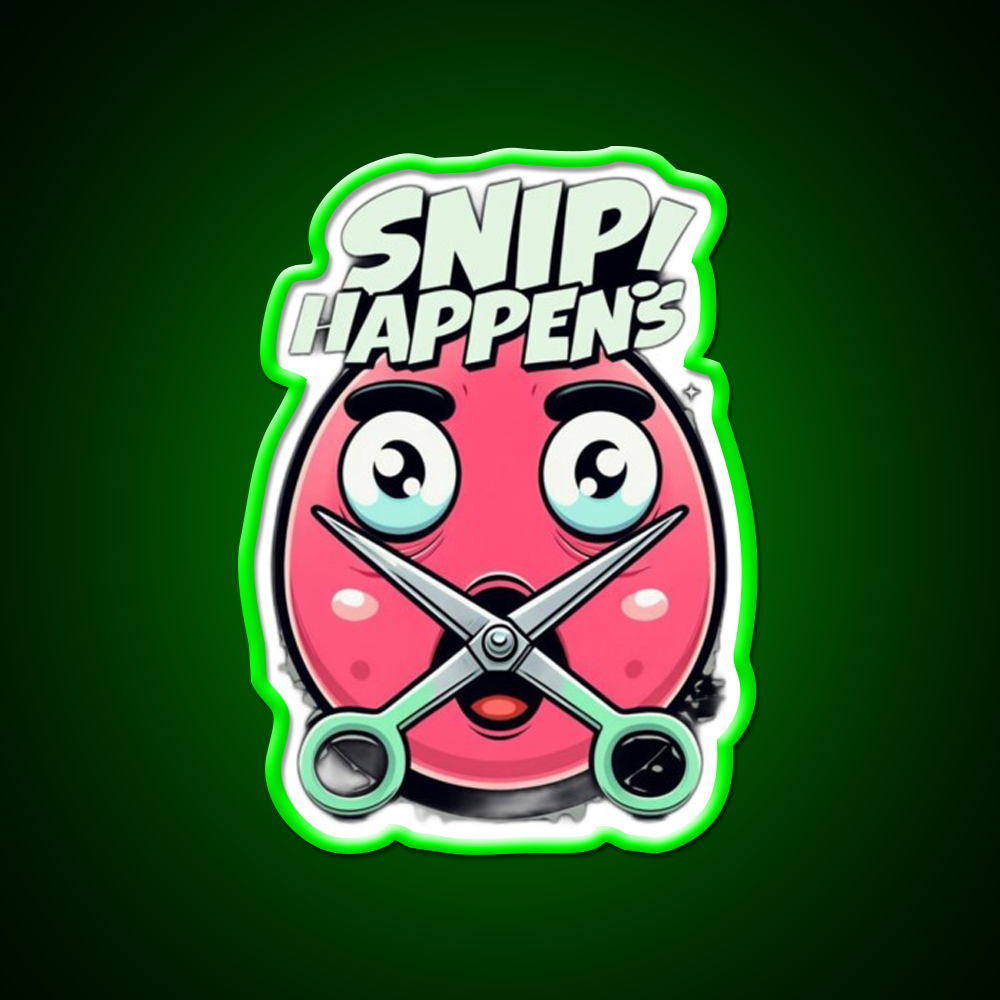 Snip Happens Funny Barber Shop Haircut Led Neon Sign