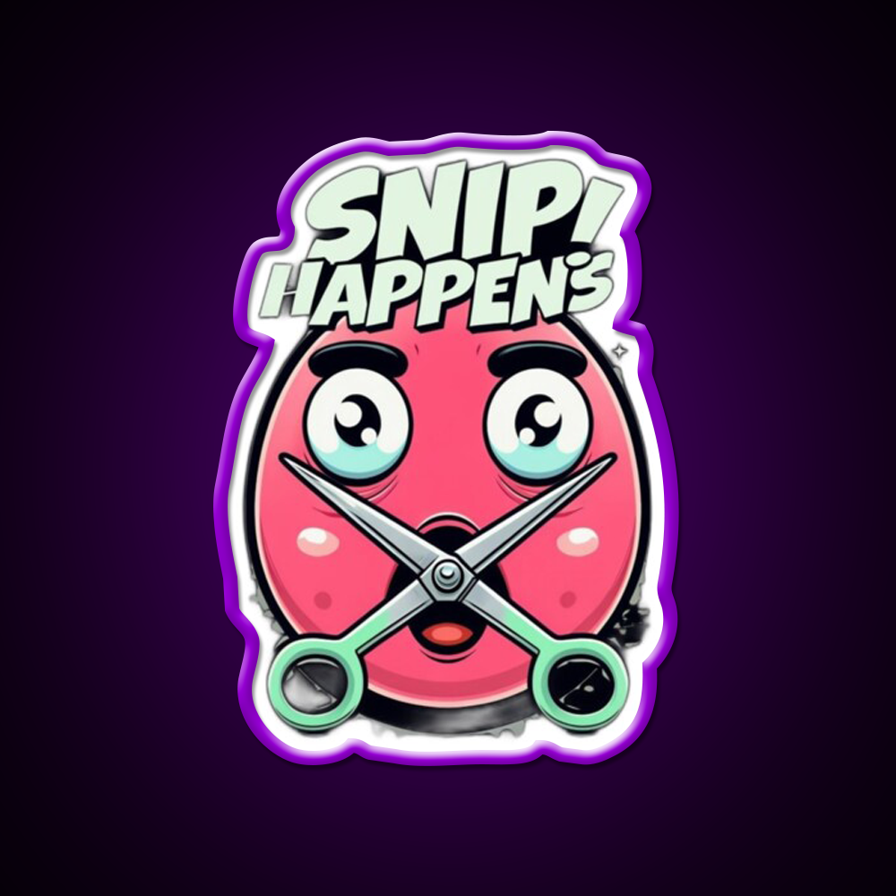 Snip Happens Funny Barber Shop Haircut Led Neon Sign