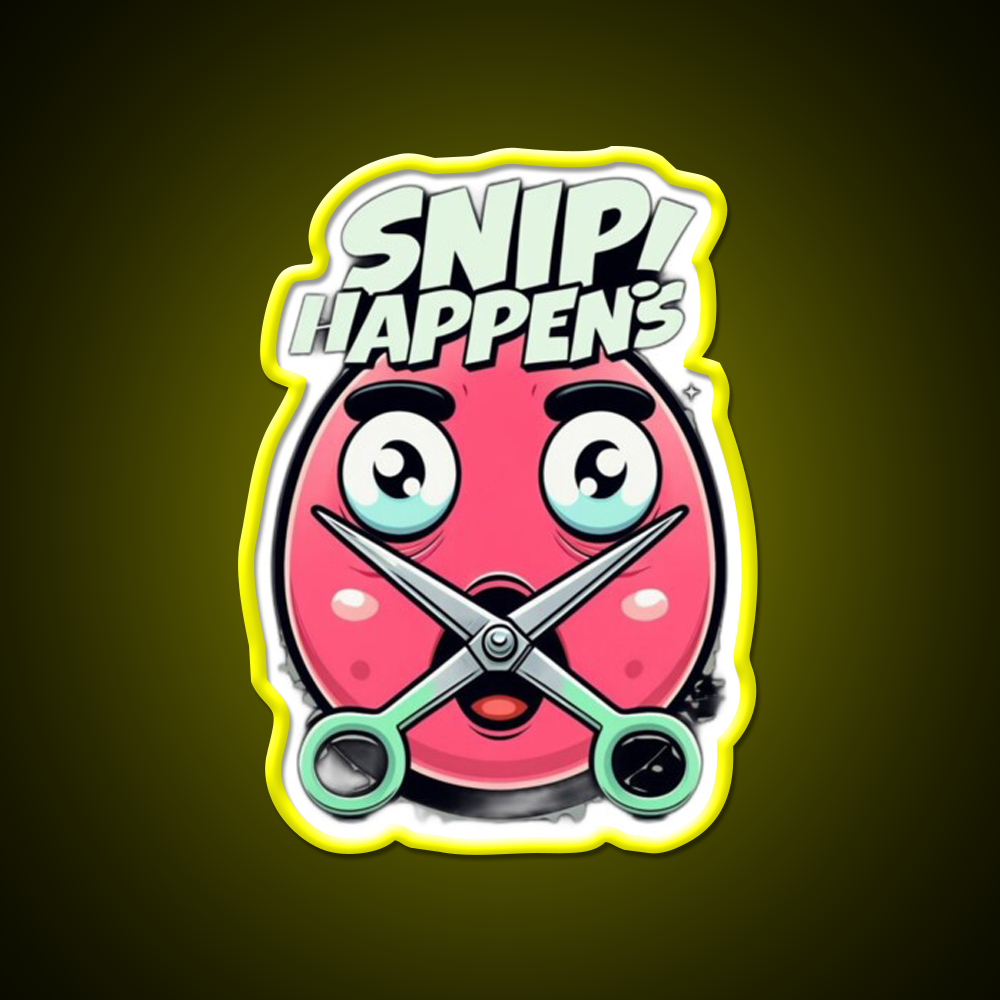 Snip Happens Funny Barber Shop Haircut Led Neon Sign