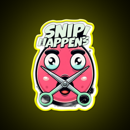 Snip Happens Funny Barber Shop Haircut Led Neon Sign