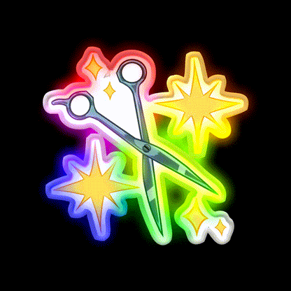 Snippy Scissors Barber Shop Haircut Led Neon Sign - LED neon sign close-up detail