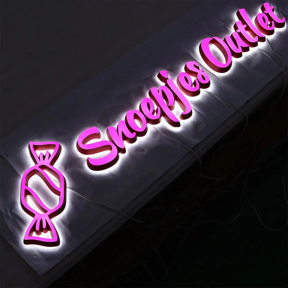 Snoepjes Outlet 3D Front And Back Lit Letters Metal Led Sign