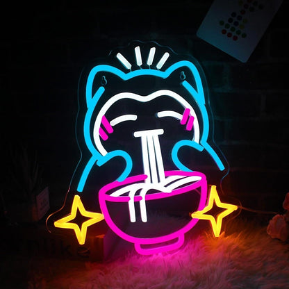 Snorlax Eating Ramen Led Neon Sign Anime Kids Room - Shineneon