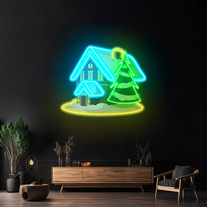 Snow House Christmas Led Neon Sign Artwork For Sale - Shineneon