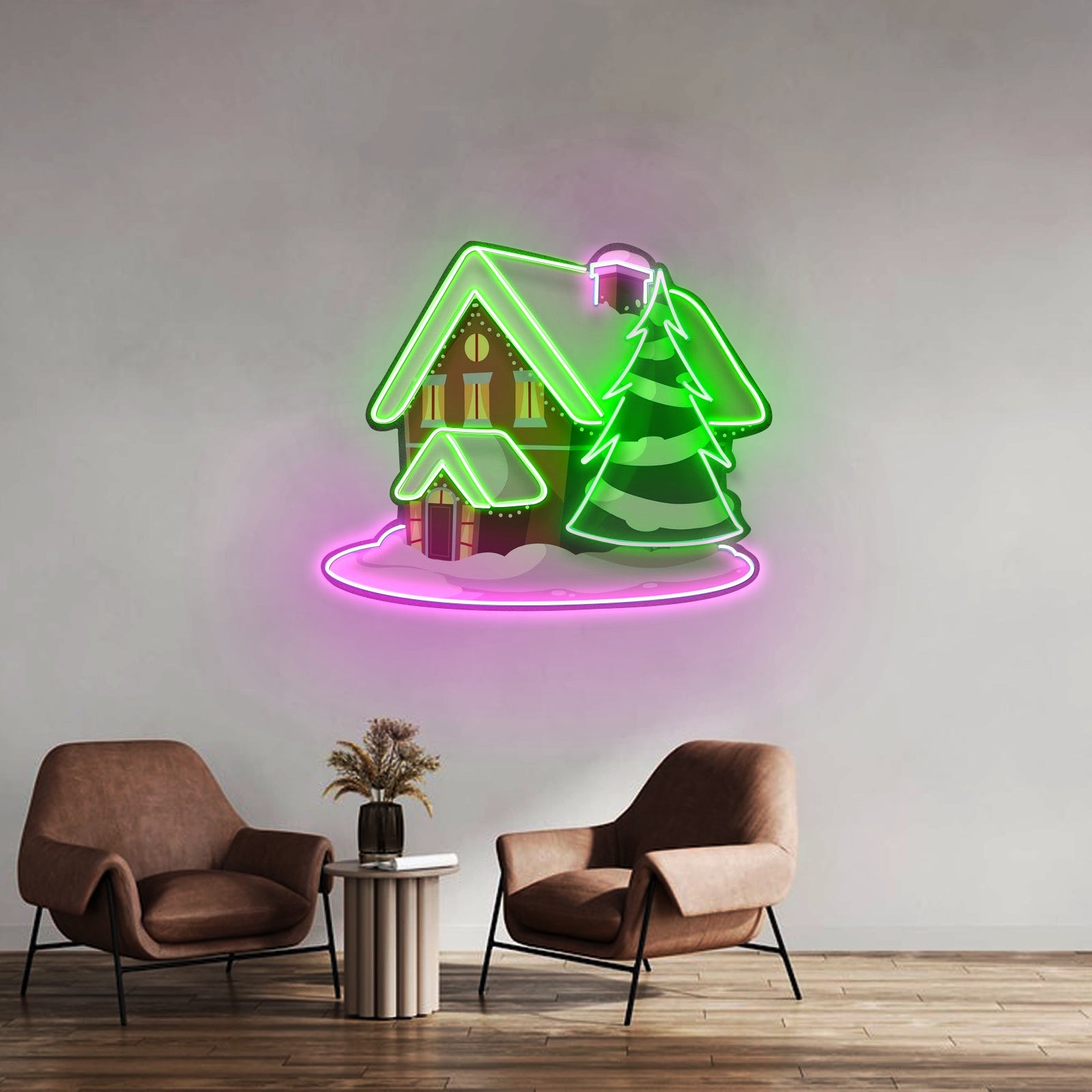 Snow House Christmas Led Neon Sign Artwork For Sale - Shineneon