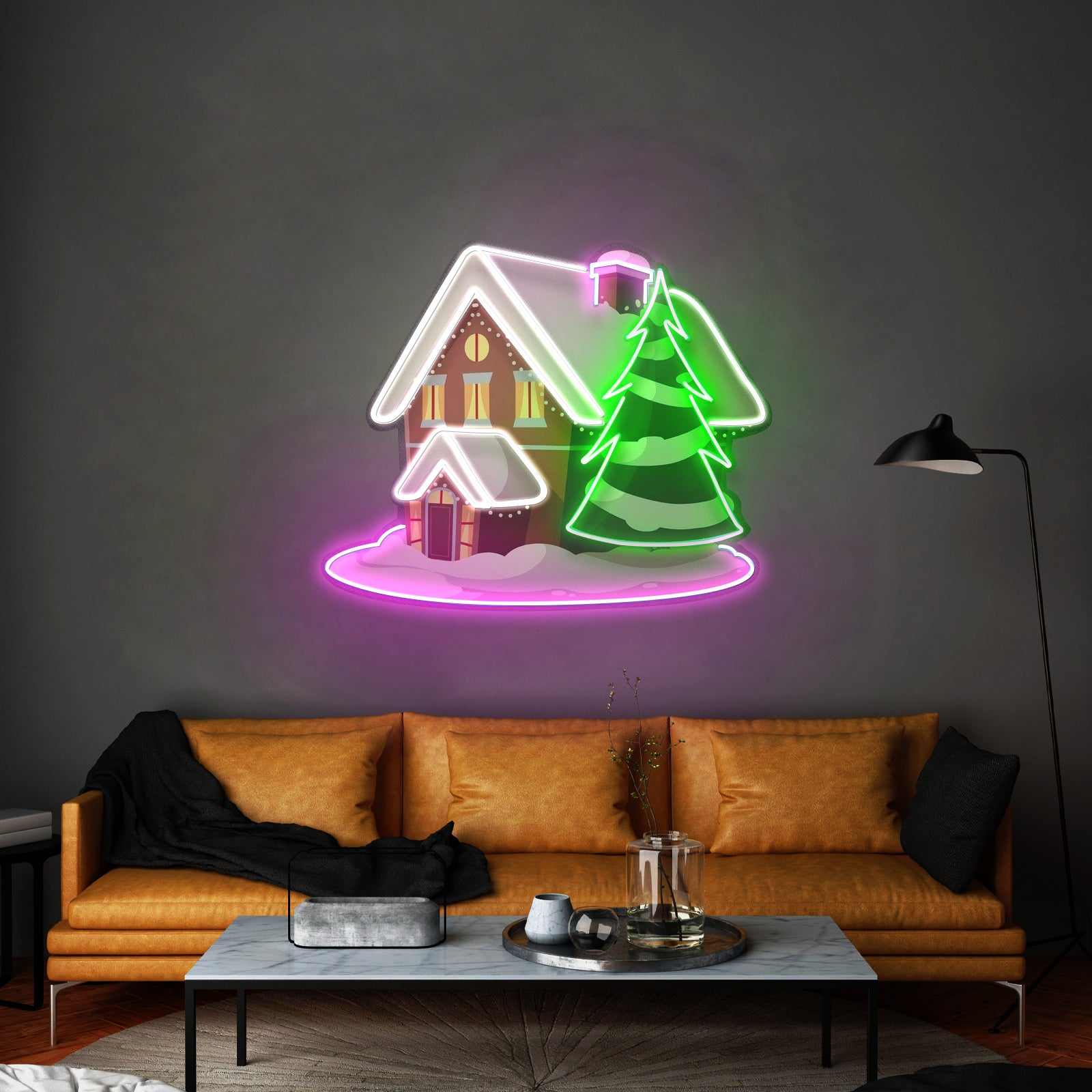 Snow House Christmas Led Neon Sign Artwork For Sale