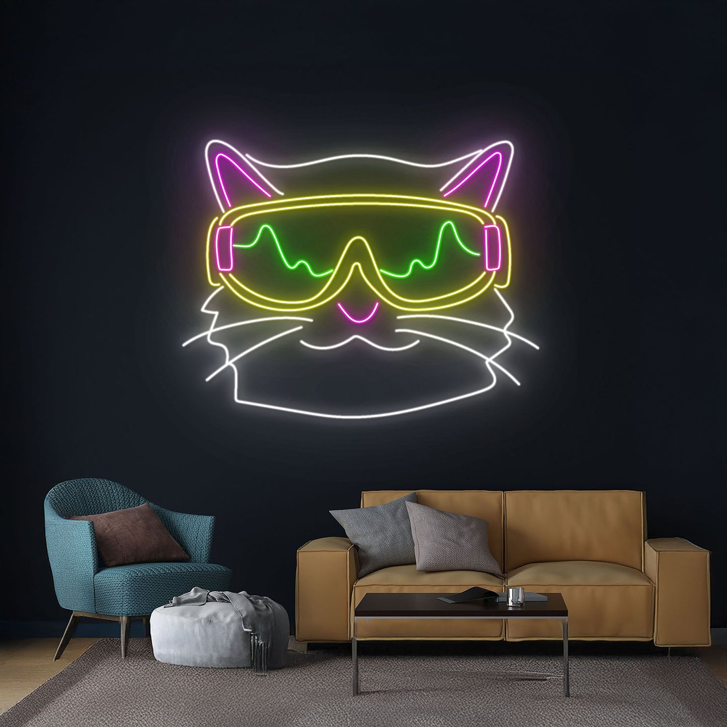 Snowboard Cat Neon Sign