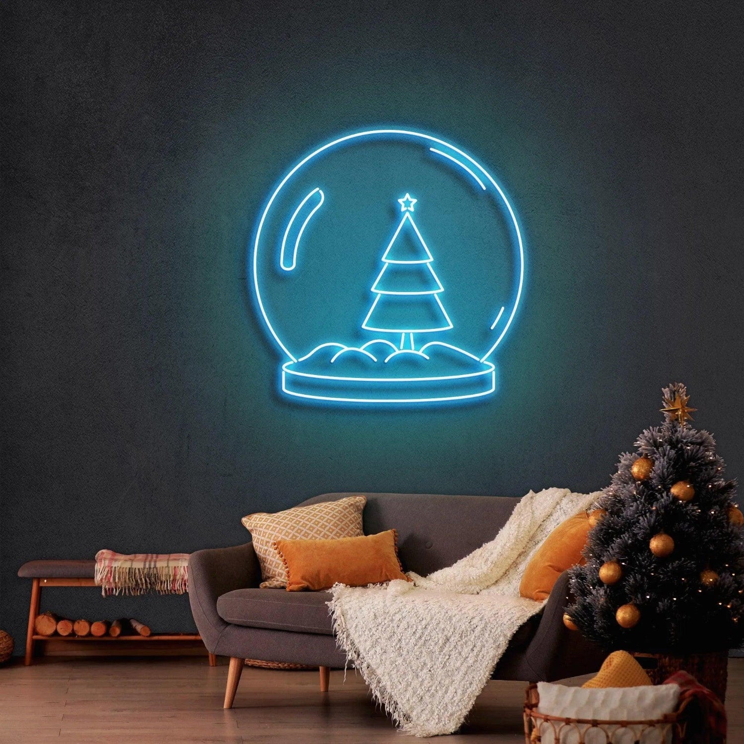 Snowglobe Christmas Tree Led Neon Sign For Indoor Christmas Decor | Shineneon