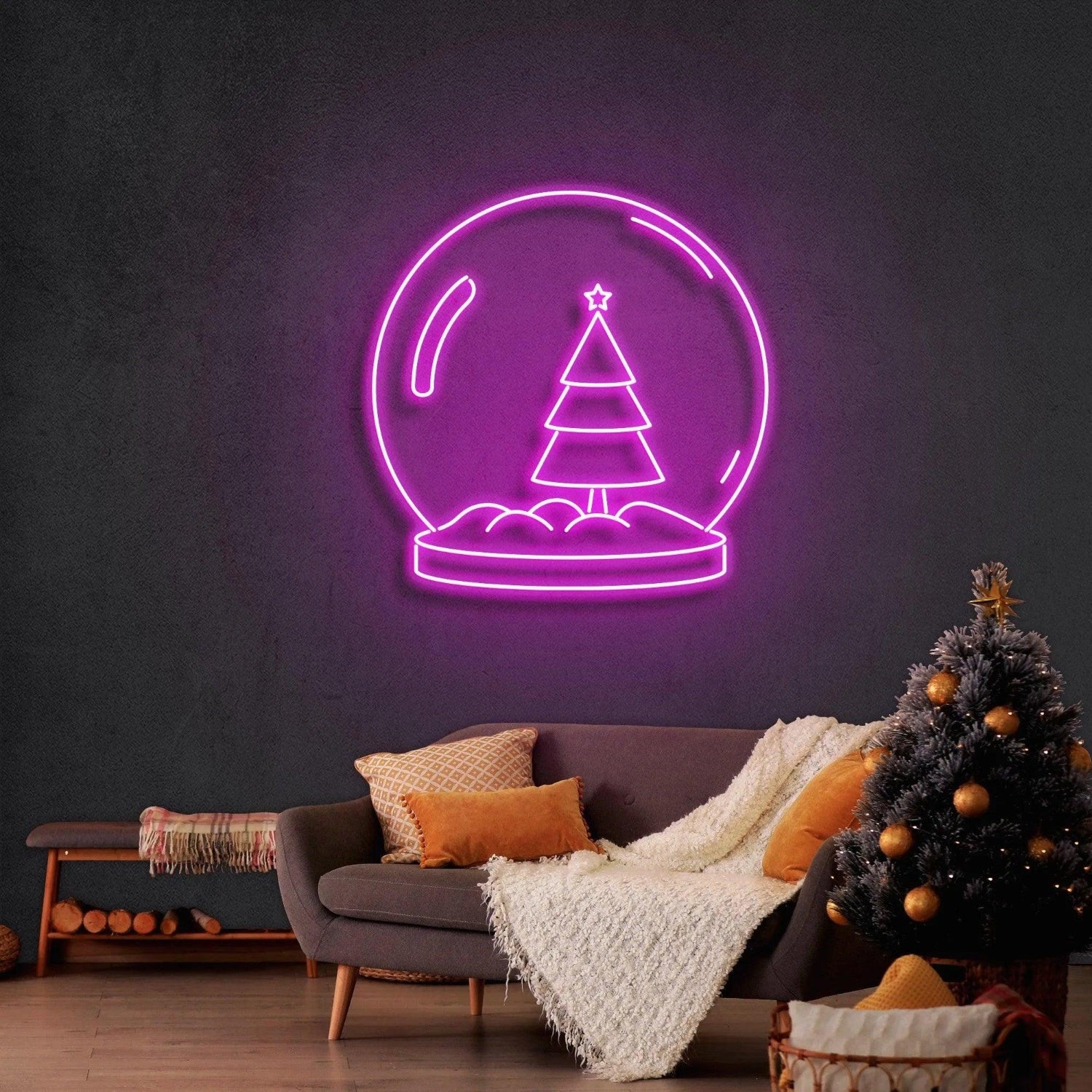 Snowglobe Christmas Tree Led Neon Sign For Indoor Christmas Decor | Shineneon