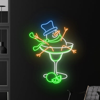 Snowman Margarita Led Neon Sign Restaurant Decor | Shineneon