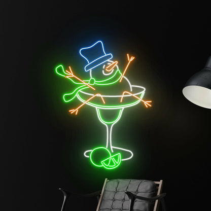 Snowman Margarita Led Neon Sign Restaurant Decor | Shineneon