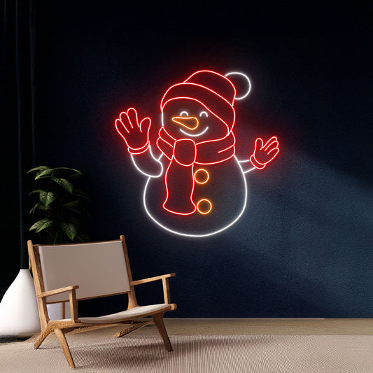 Snowman Neon Sign Happy New Year Led Sign