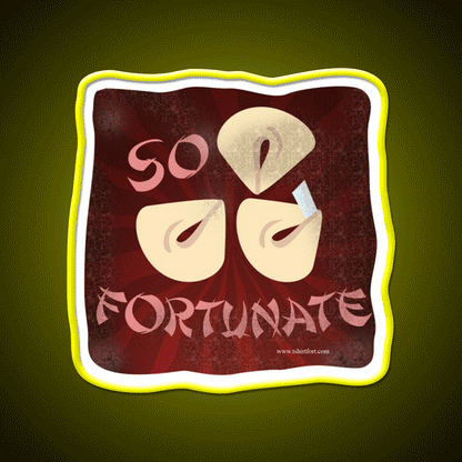 So Fortunate Fortune Cookie Cartoon Art Led Neon Sign Chinese Food Rgb Color - Custom LED neon sign front view