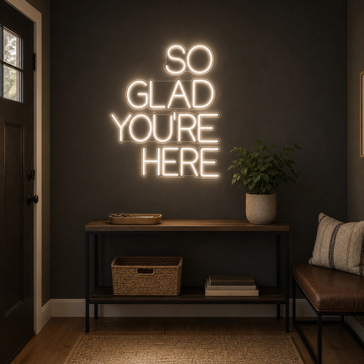So Glad You Re Here LED Neon Sign Garage Man Cave Neon Sign real lifestyle scene