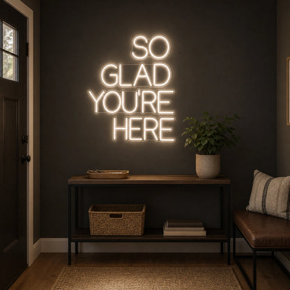 So Glad You Re Here LED Neon Sign Garage Man Cave Neon Sign real lifestyle scene