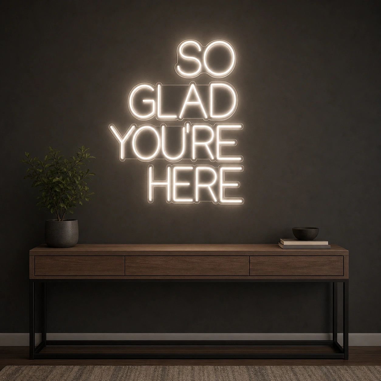 So Glad You Re Here LED Neon Sign Garage Man Cave Neon Sign size image