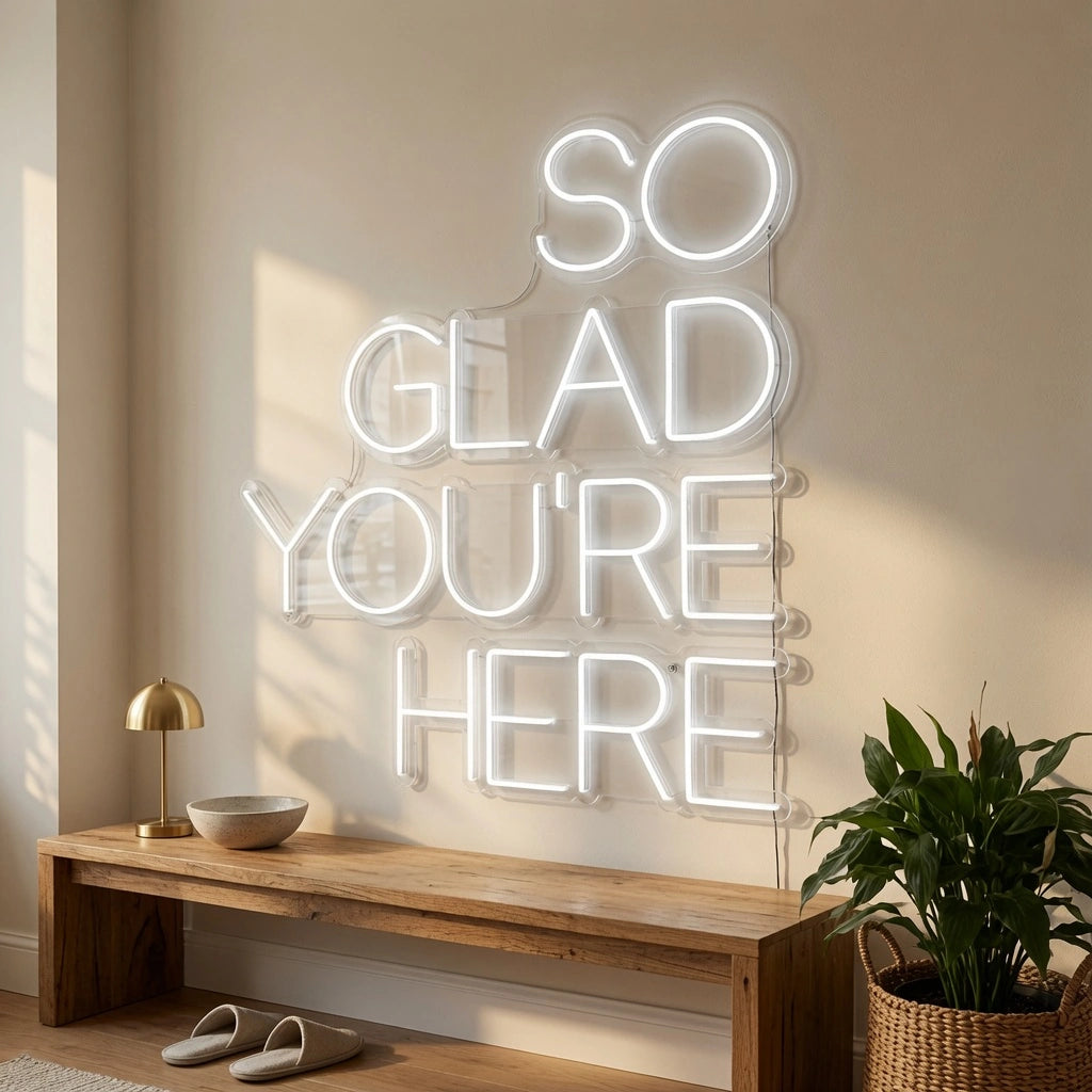 So Glad You're Here LED Neon Sign - 03 Real Lifestyle Scene