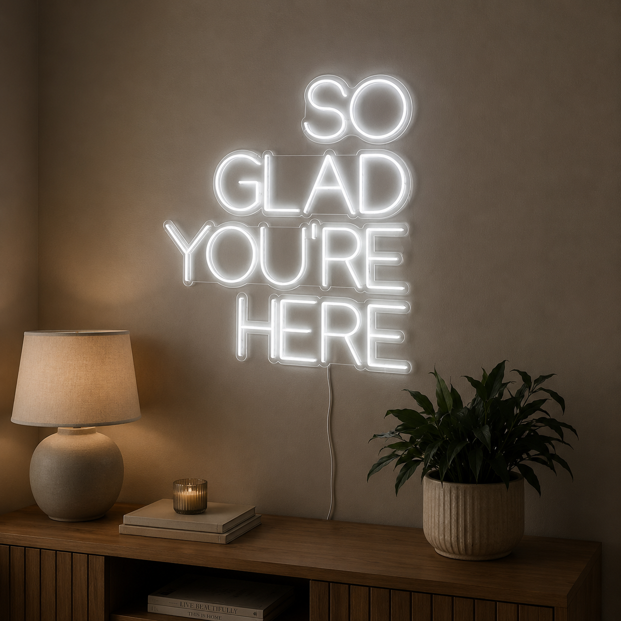 So Glad You're Here LED Neon Sign Wall Decor - 01 Original Product Image