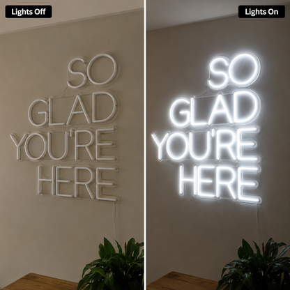 So Glad You're Here LED Neon Sign Wall Decor - 06 Day Night Comparison