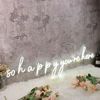 So Happy You Are Here White Led Neon Sign - Shineneon
