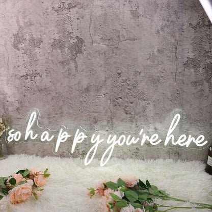 So Happy You Are Here White Led Neon Sign - Shineneon